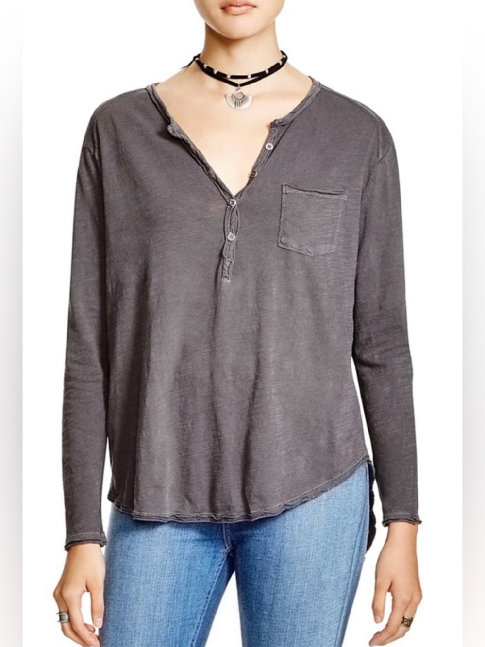 FREE PEOPLE FRONTIER SLUB HENLEY TOP